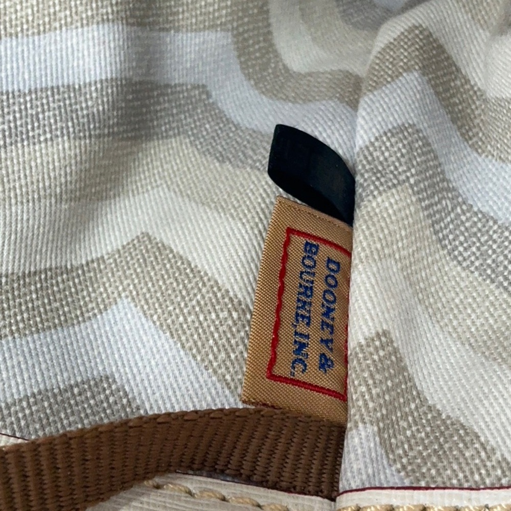Dooney & Bourke Cream Canvas Tote with Brown Leather Trim and Matching Pouch - Picture 14 of 16